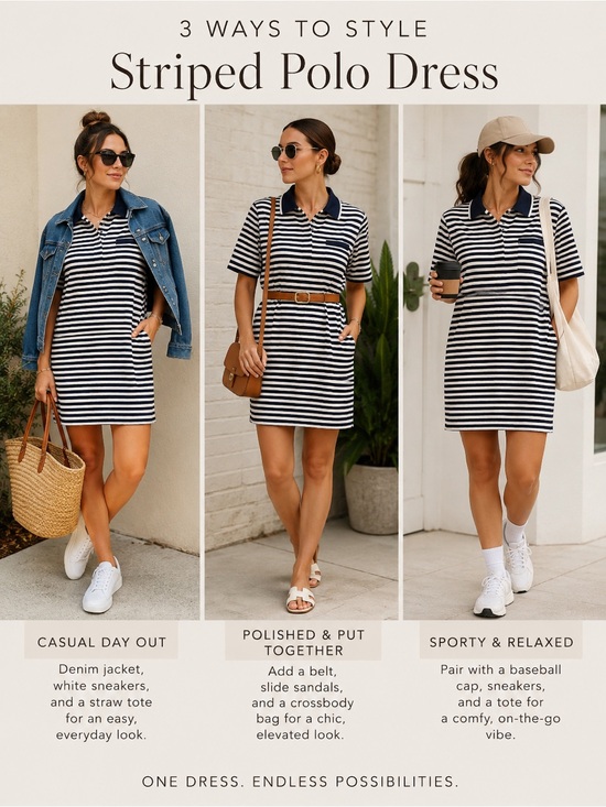 Cuddl Duds Dresses & Skirts - Cuddl Duds Navy and White Striped Polo Dress